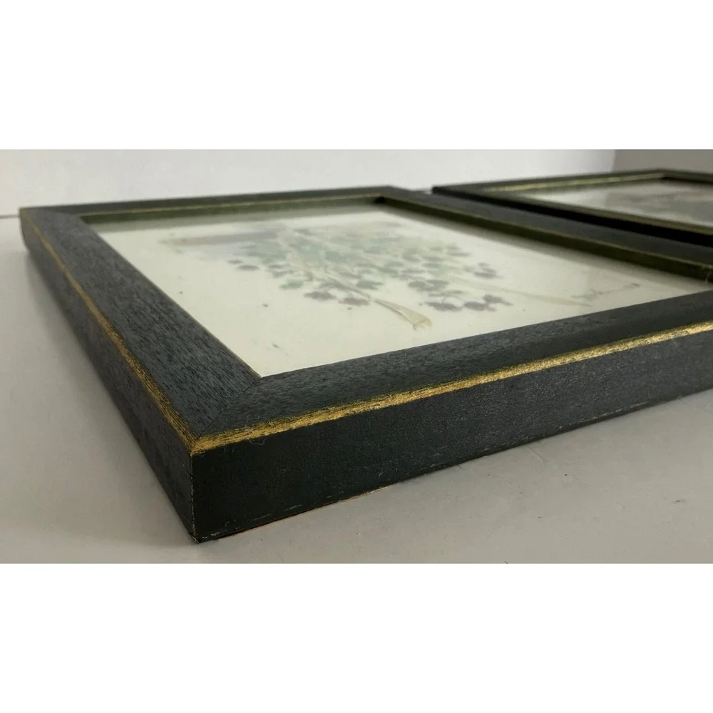 Vtg Set of 2 Peggy Abrams‎ Cottage Herbs Oregano/Basil Framed Prints Green